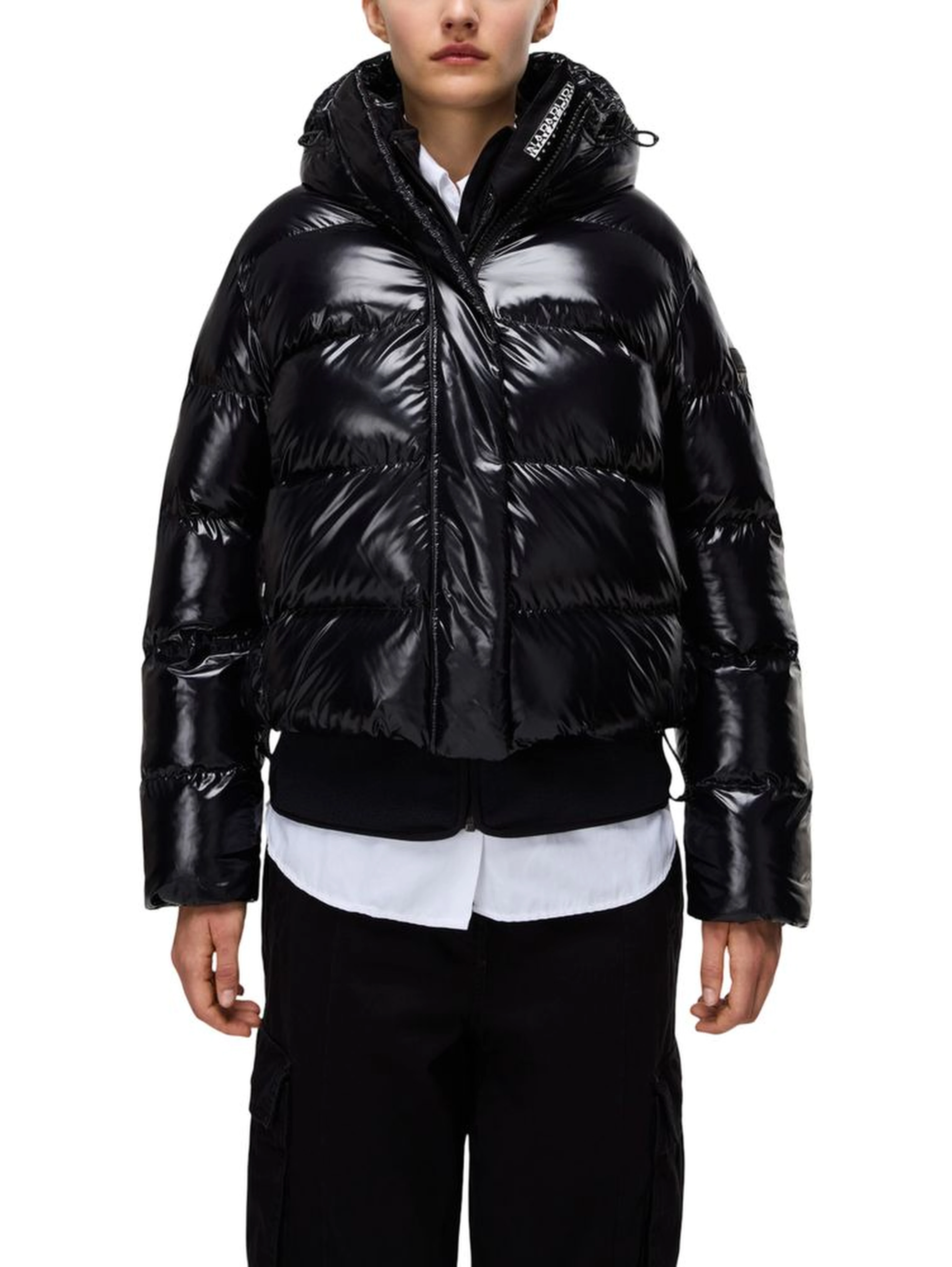 Black Recycled Polyester Full-Length Jacket