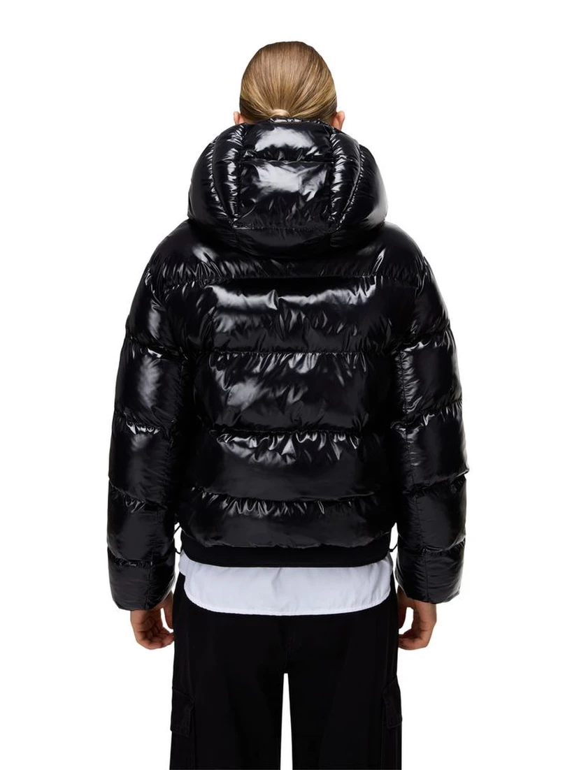 Black Recycled Polyester Full-Length Jacket