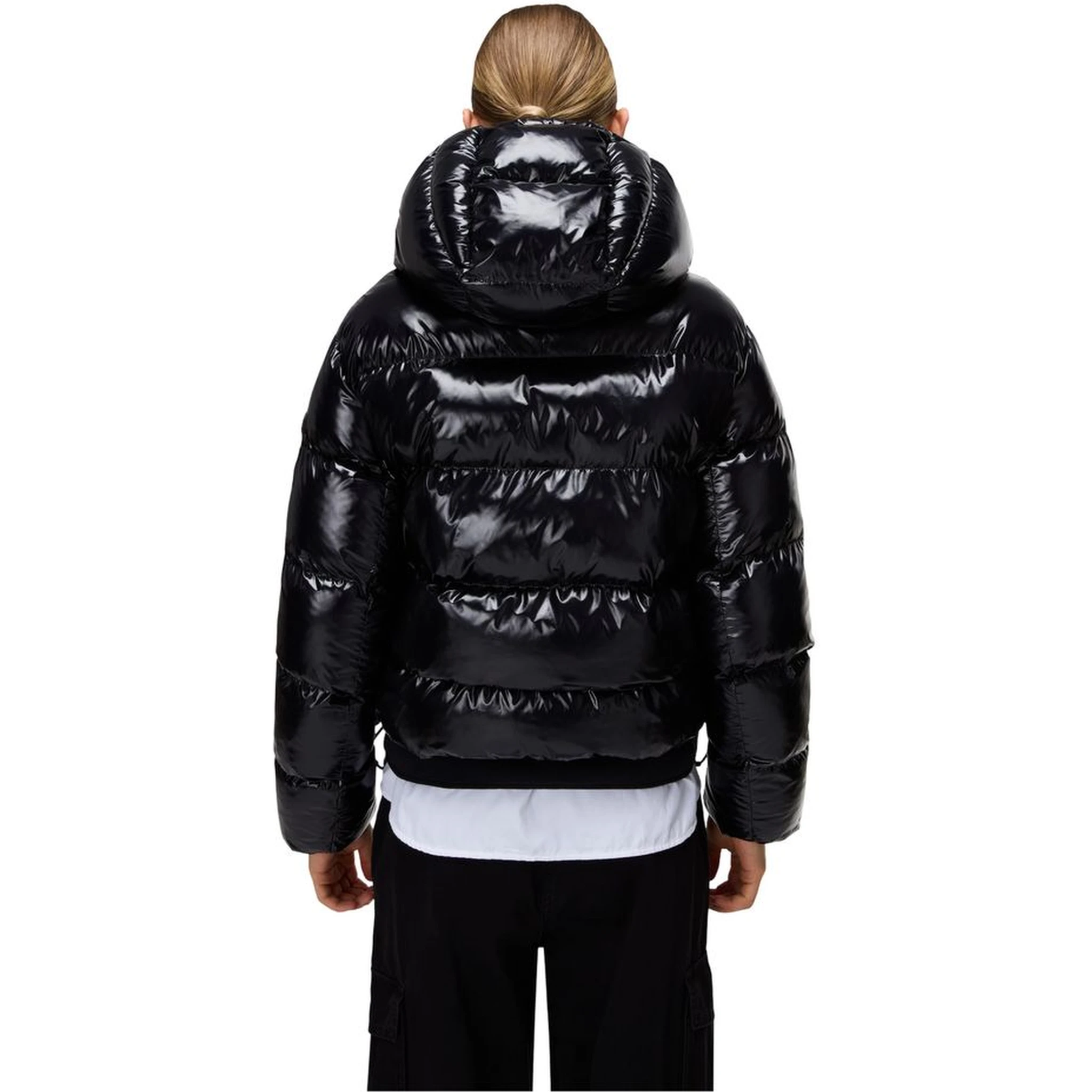 Black Recycled Polyester Full-Length Jacket
