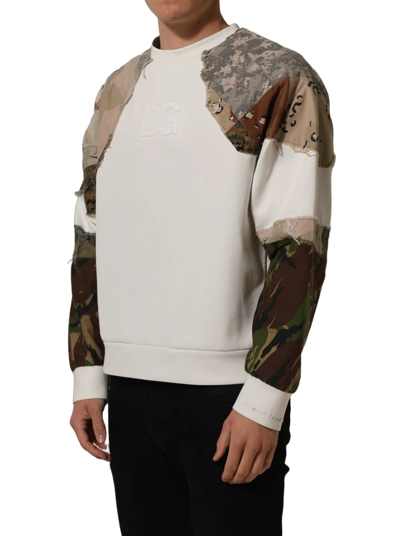 Multicolor Camo Patchwork Sweatshirt Sweater
