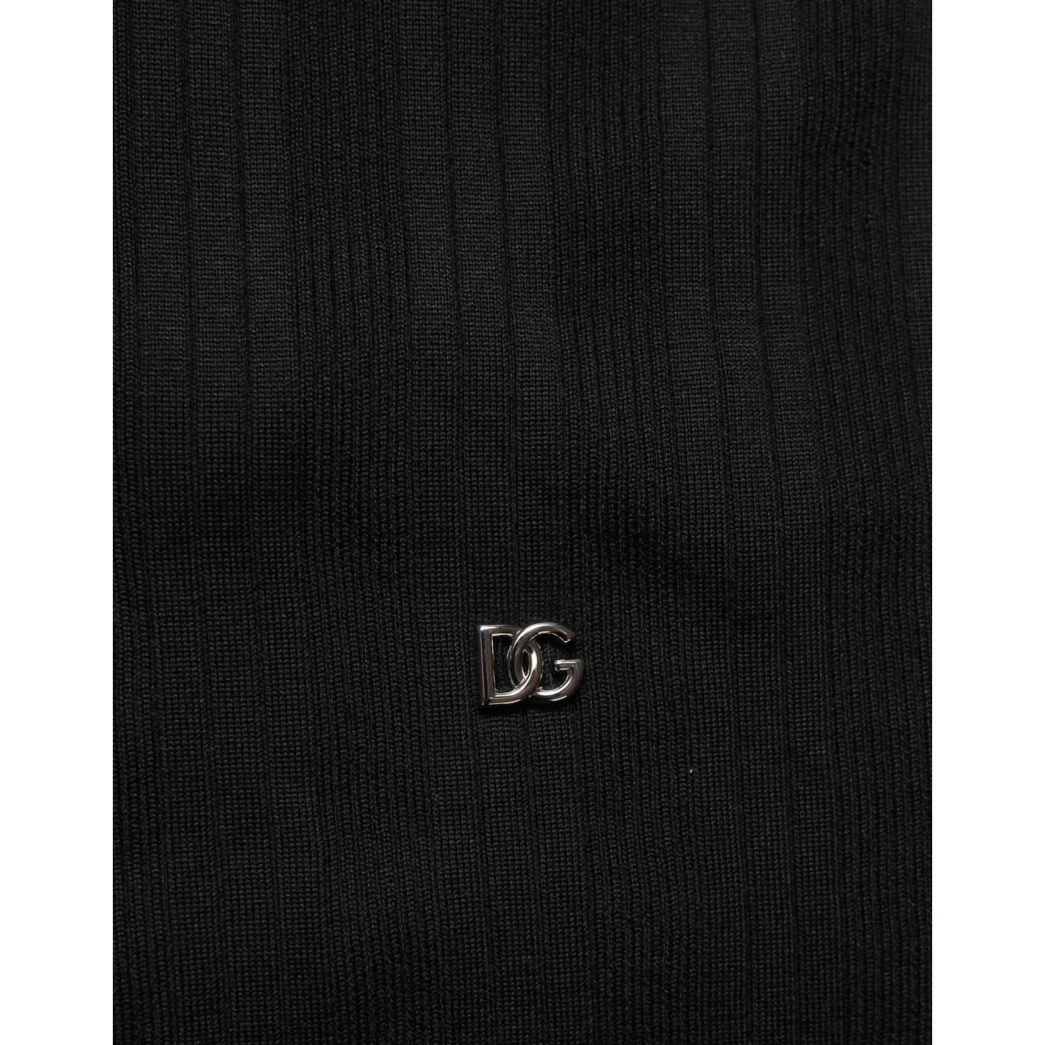 Black Silk Blend Henley Pullover Men Sweater