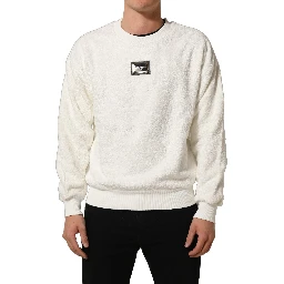 White LogoPlaque CrewNeck Sweatshirt Sweater