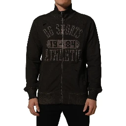 Brown Logo Print Full Zip Sweatshirt Sweater