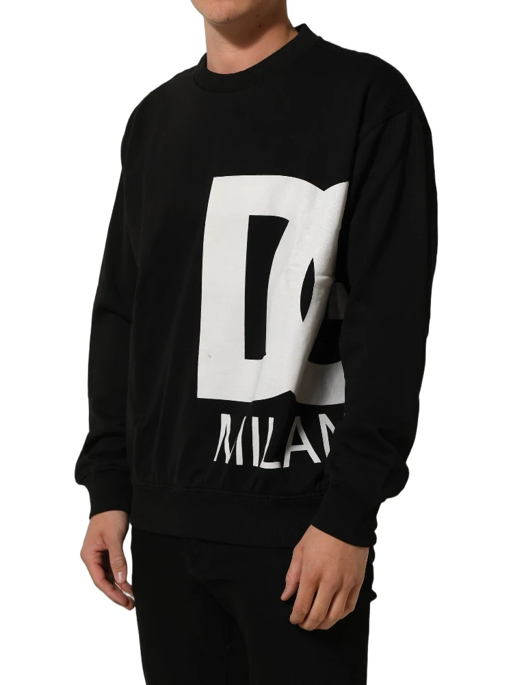 Black Cotton Logo Print Sweatshirt Sweater