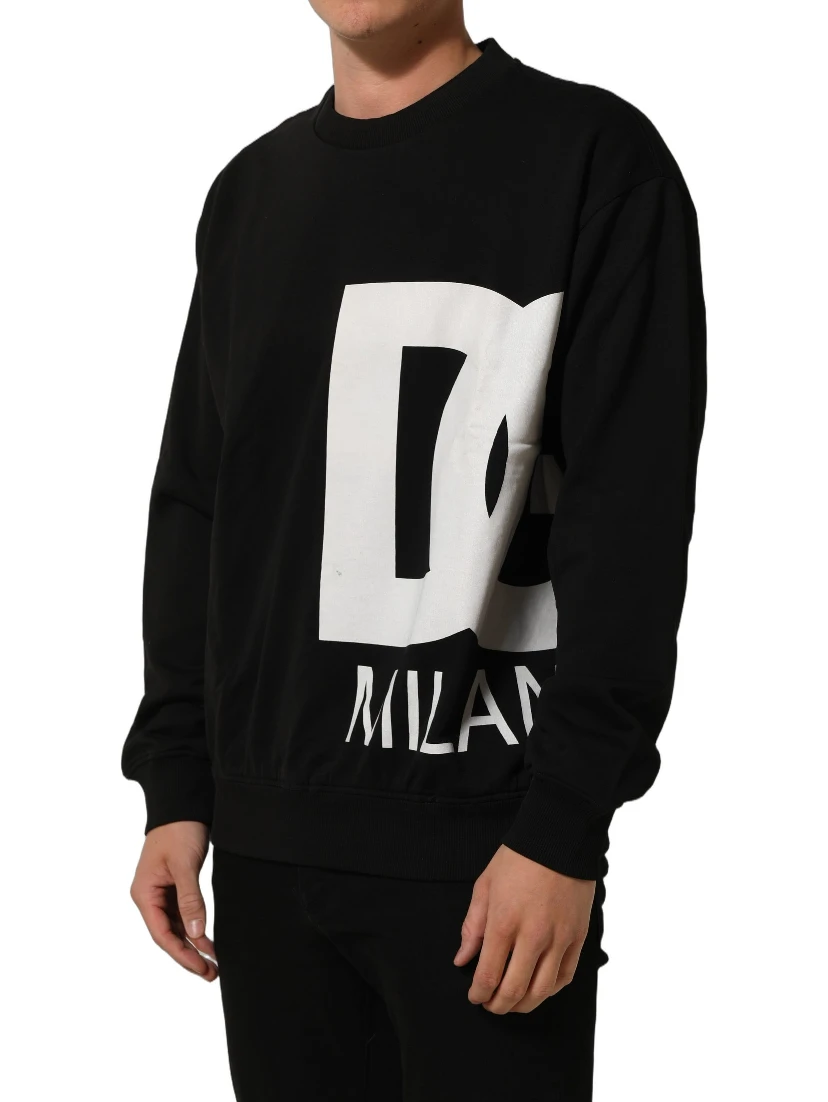 Black Cotton Logo Print Sweatshirt Sweater
