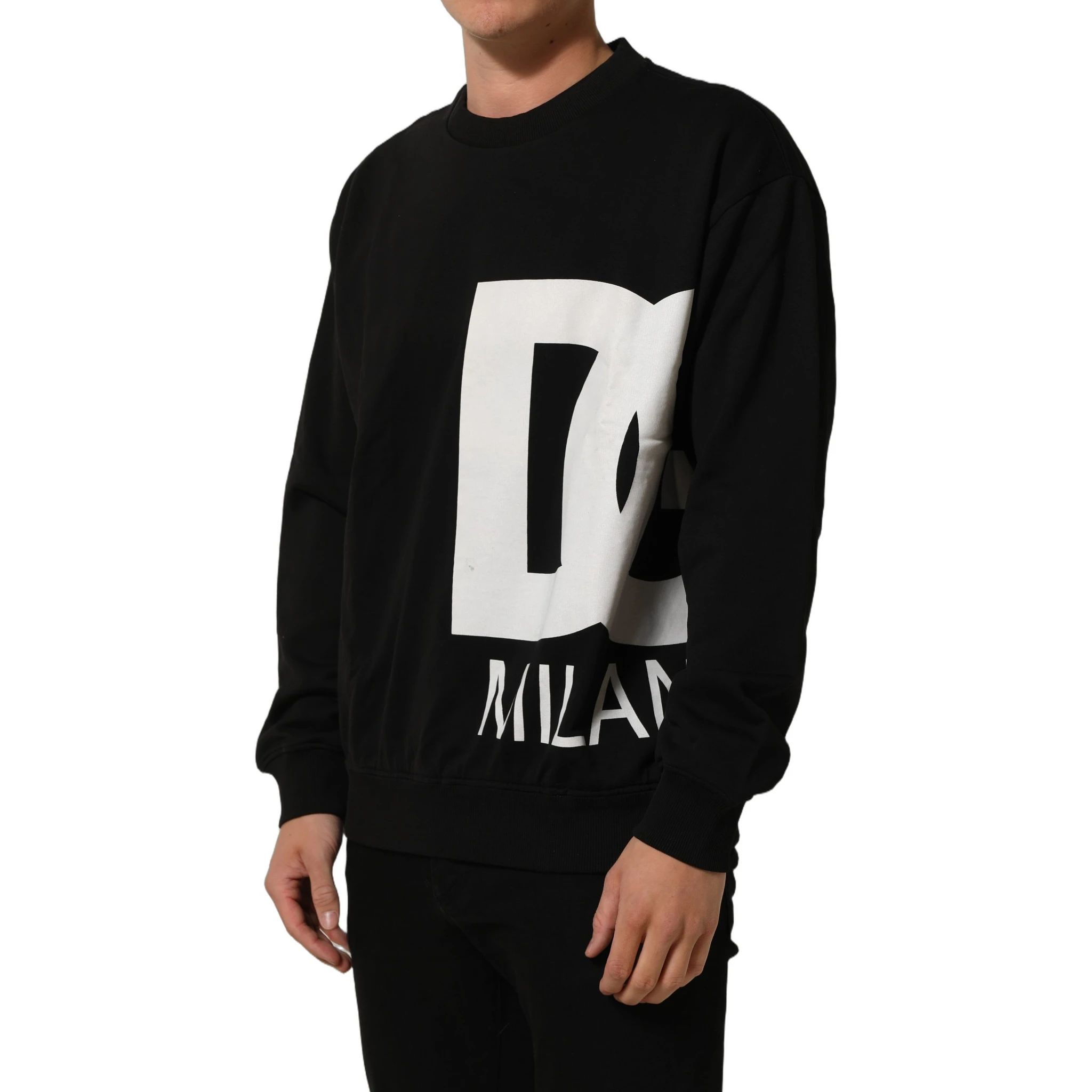 Black Cotton Logo Print Sweatshirt Sweater