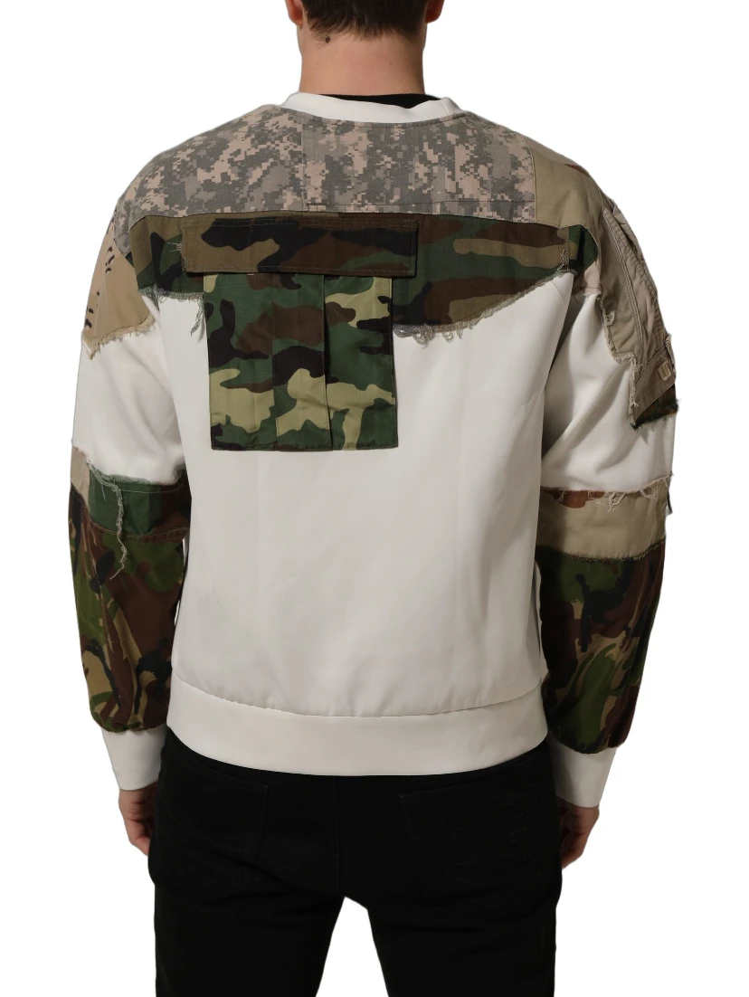 Multicolor Camo Patchwork Sweatshirt Sweater