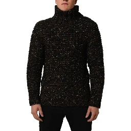 Brown Wool Knit Turtleneck Pullover Sweater