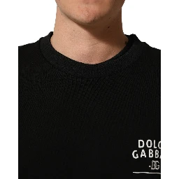 Black Cotton Logo Print Sweatshirt Sweater