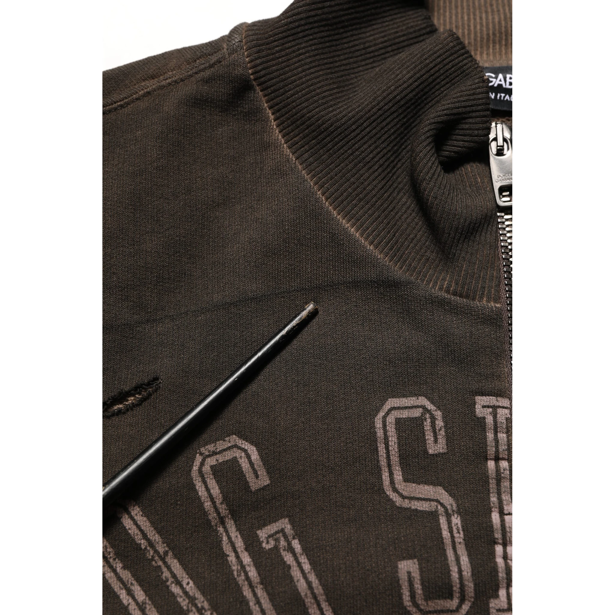 Brown Logo Print Full Zip Sweatshirt Sweater