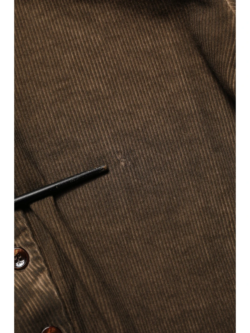 Brown Cotton Buttoned Henley Pullover Sweater