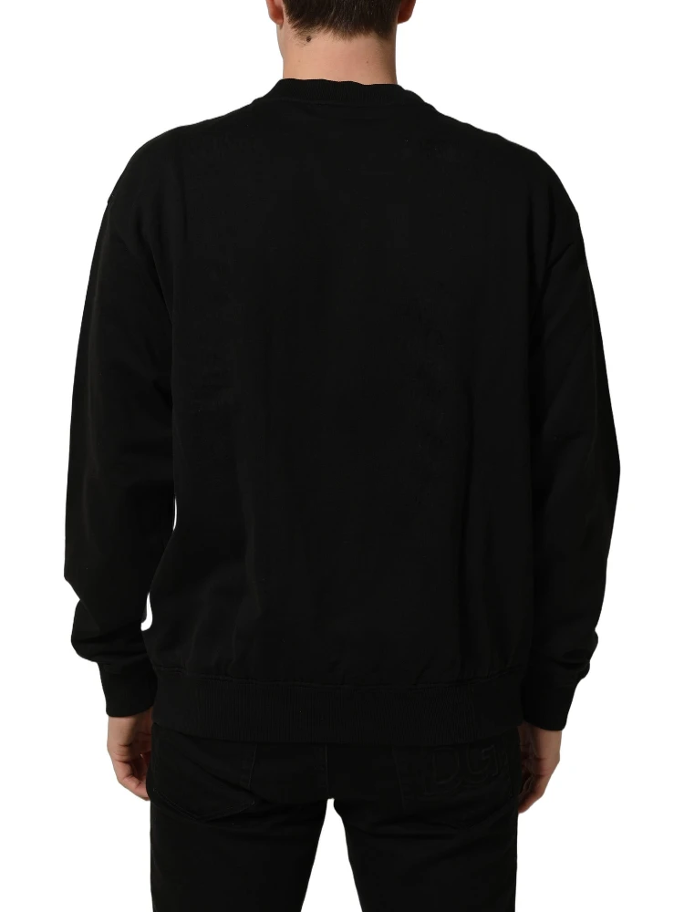 Black Cotton Logo Print Sweatshirt Sweater alternative