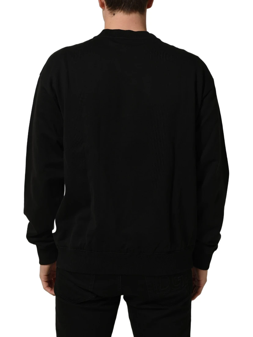 Black Cotton Logo Print Sweatshirt Sweater