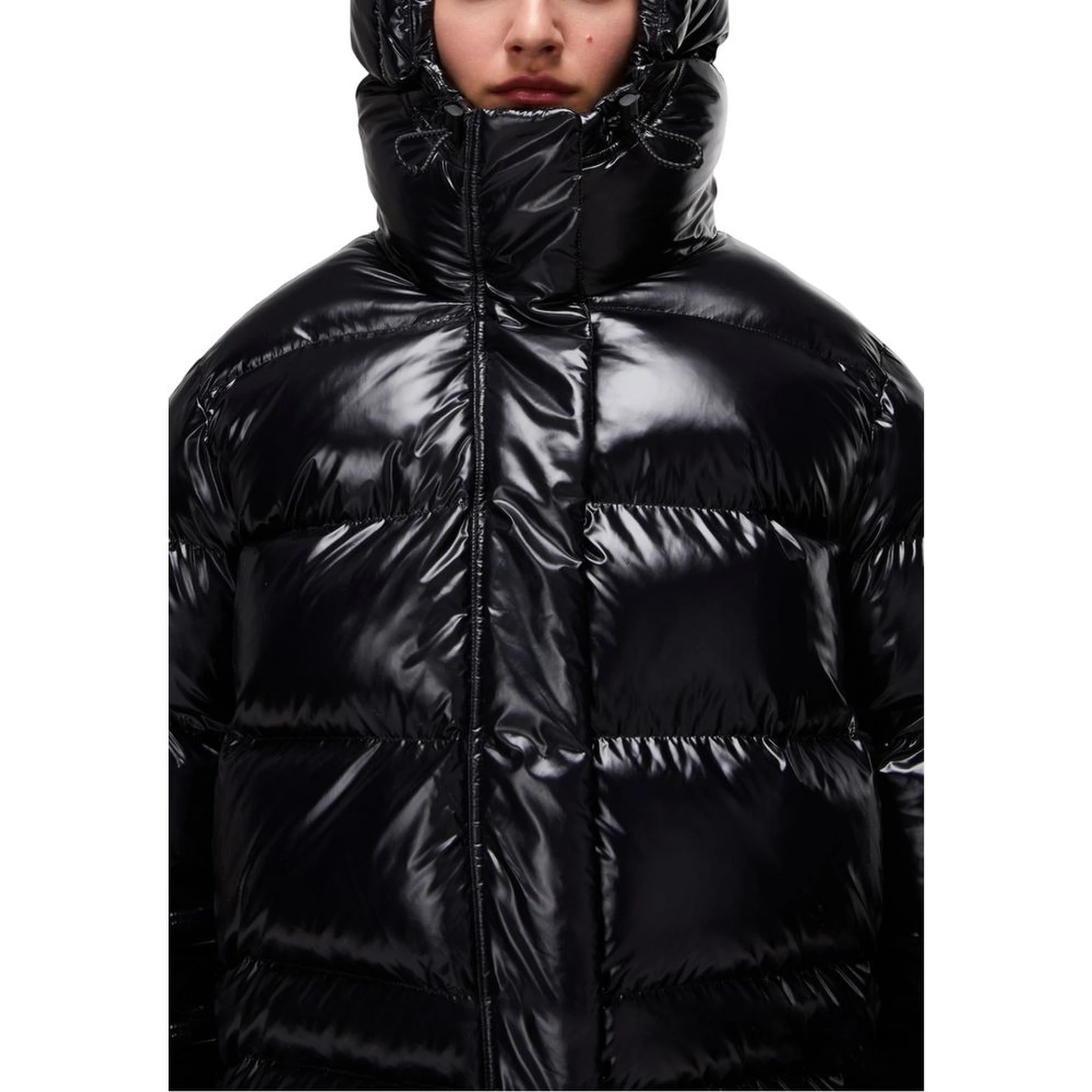 Black Recycled Polyester Full-Length Jacket