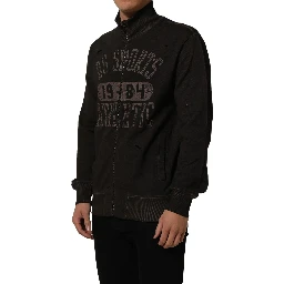Brown Logo Print Full Zip Sweatshirt Sweater