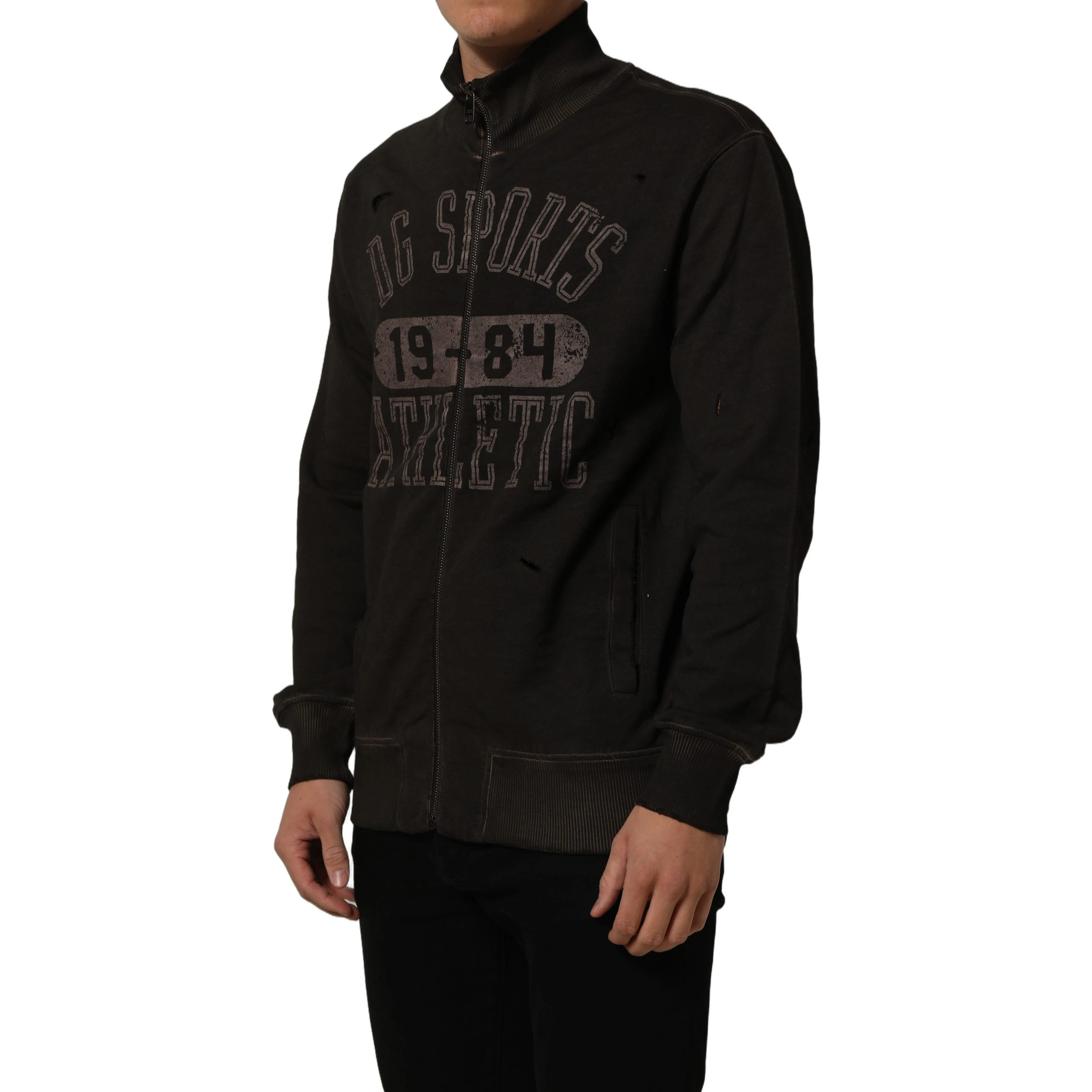 Brown Logo Print Full Zip Sweatshirt Sweater