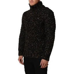 Brown Wool Knit Turtleneck Pullover Sweater