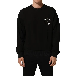 Black Cotton Logo Print Sweatshirt Sweater