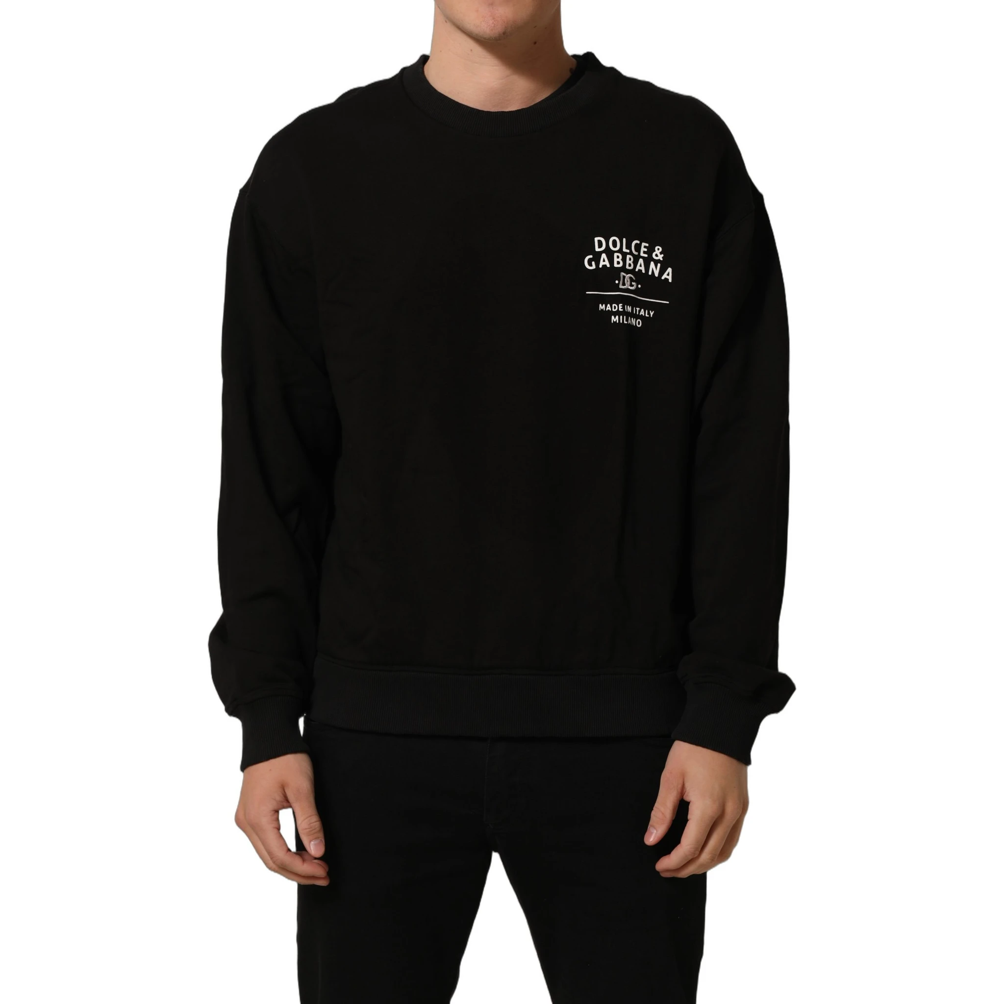 Black Cotton Logo Print Sweatshirt Sweater