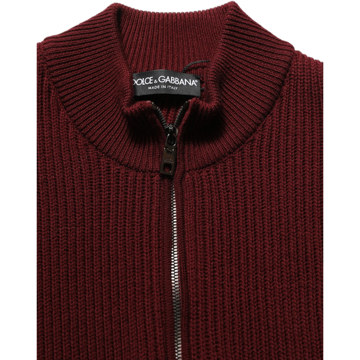 Burgundy Wool Half Zip Men Pullover Sweater