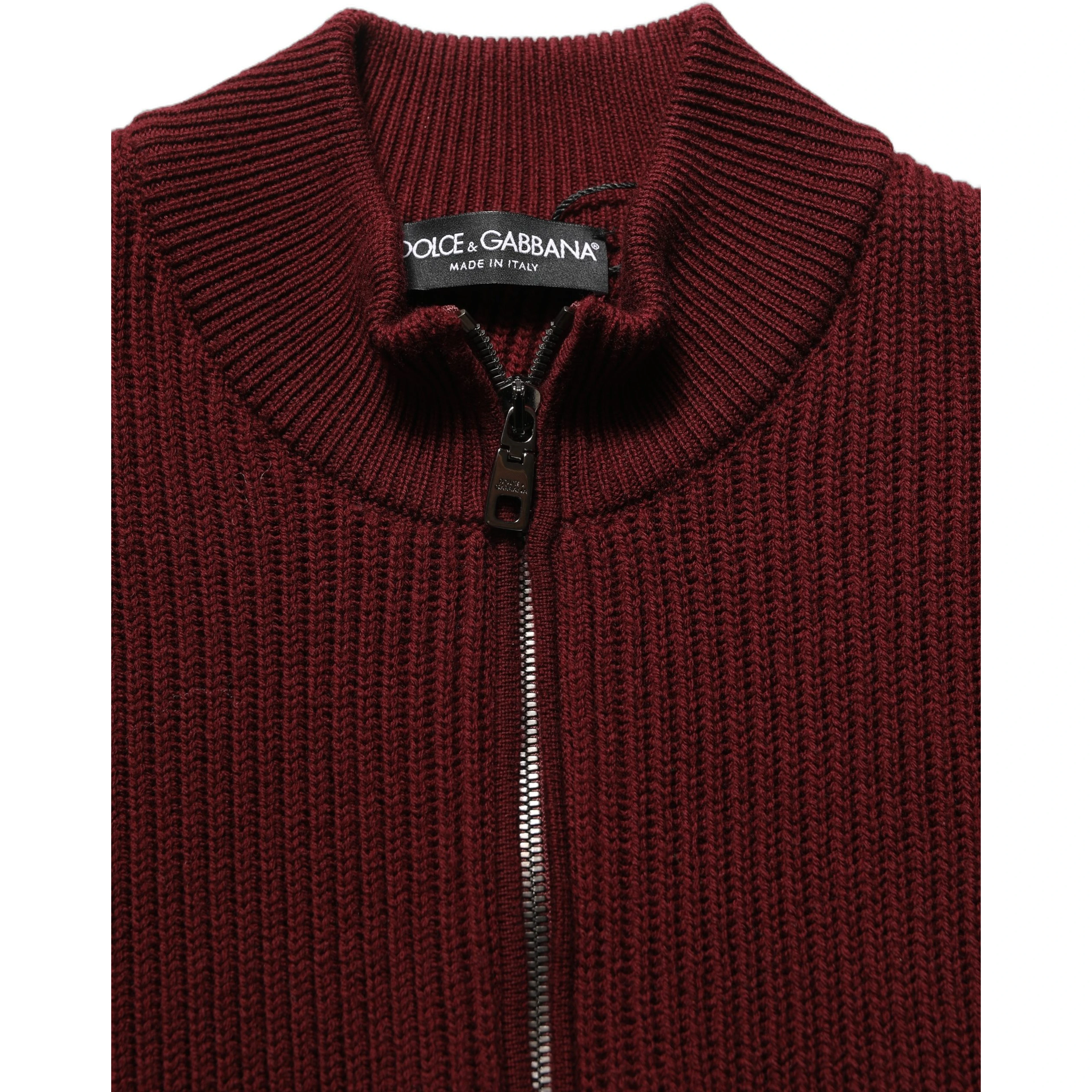 Burgundy Wool Half Zip Men Pullover Sweater