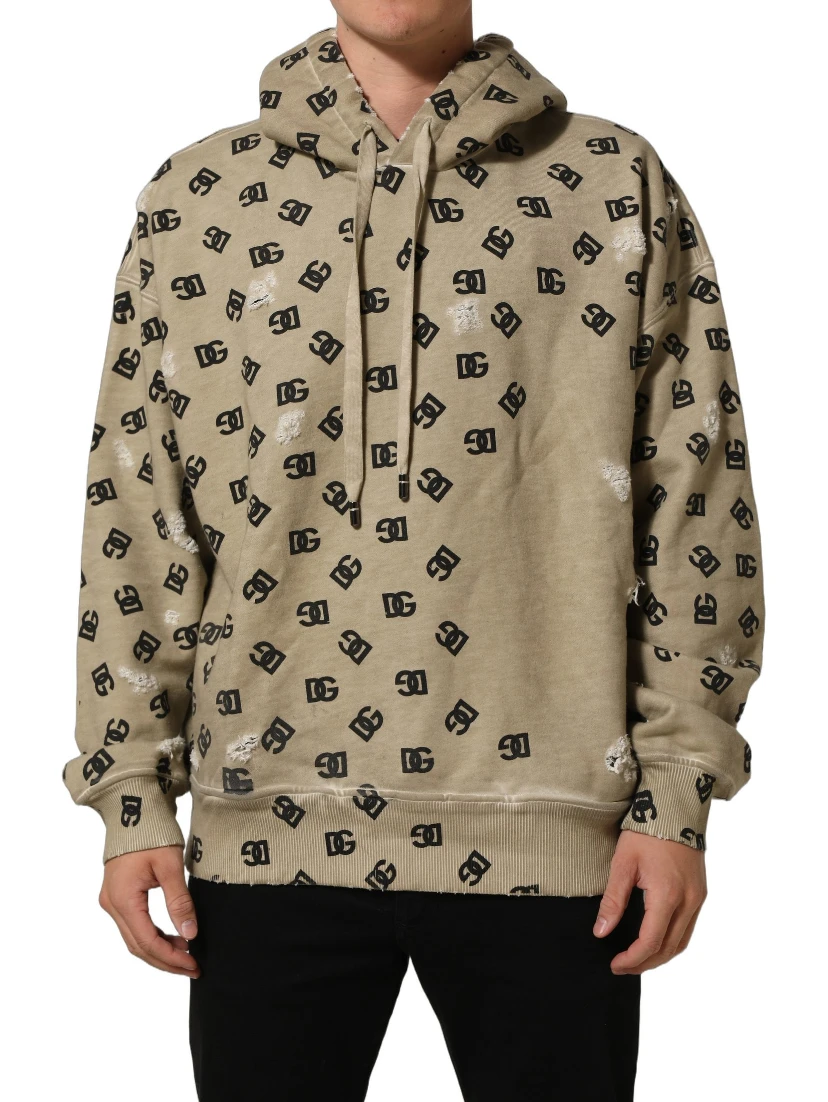 Brown Cotton Logo Hooded Sweatshirt Sweater