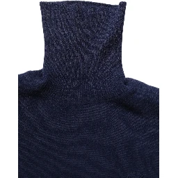 Blue Wool Knit Turtleneck Pullover Sweater