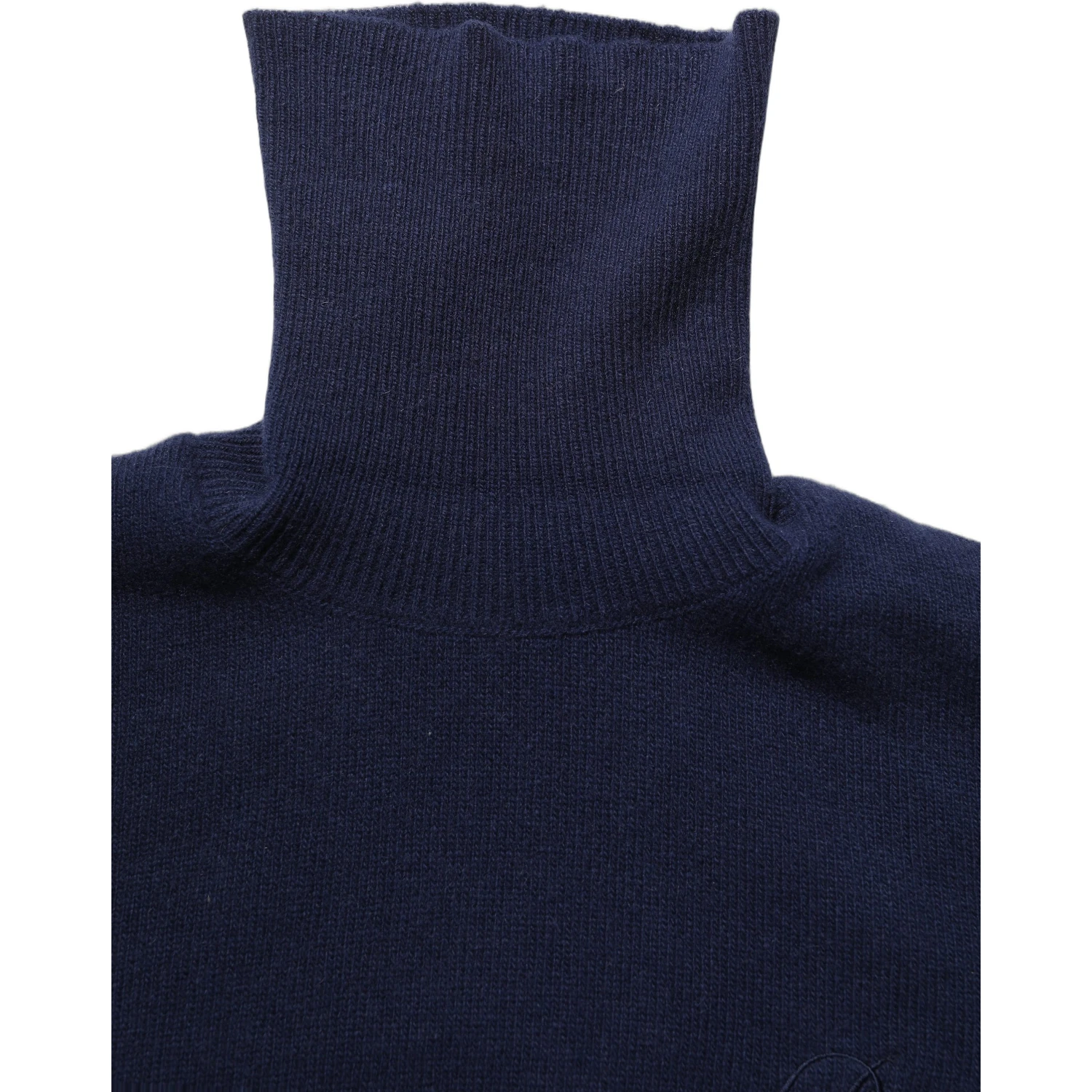 Blue Wool Knit Turtleneck Pullover Sweater