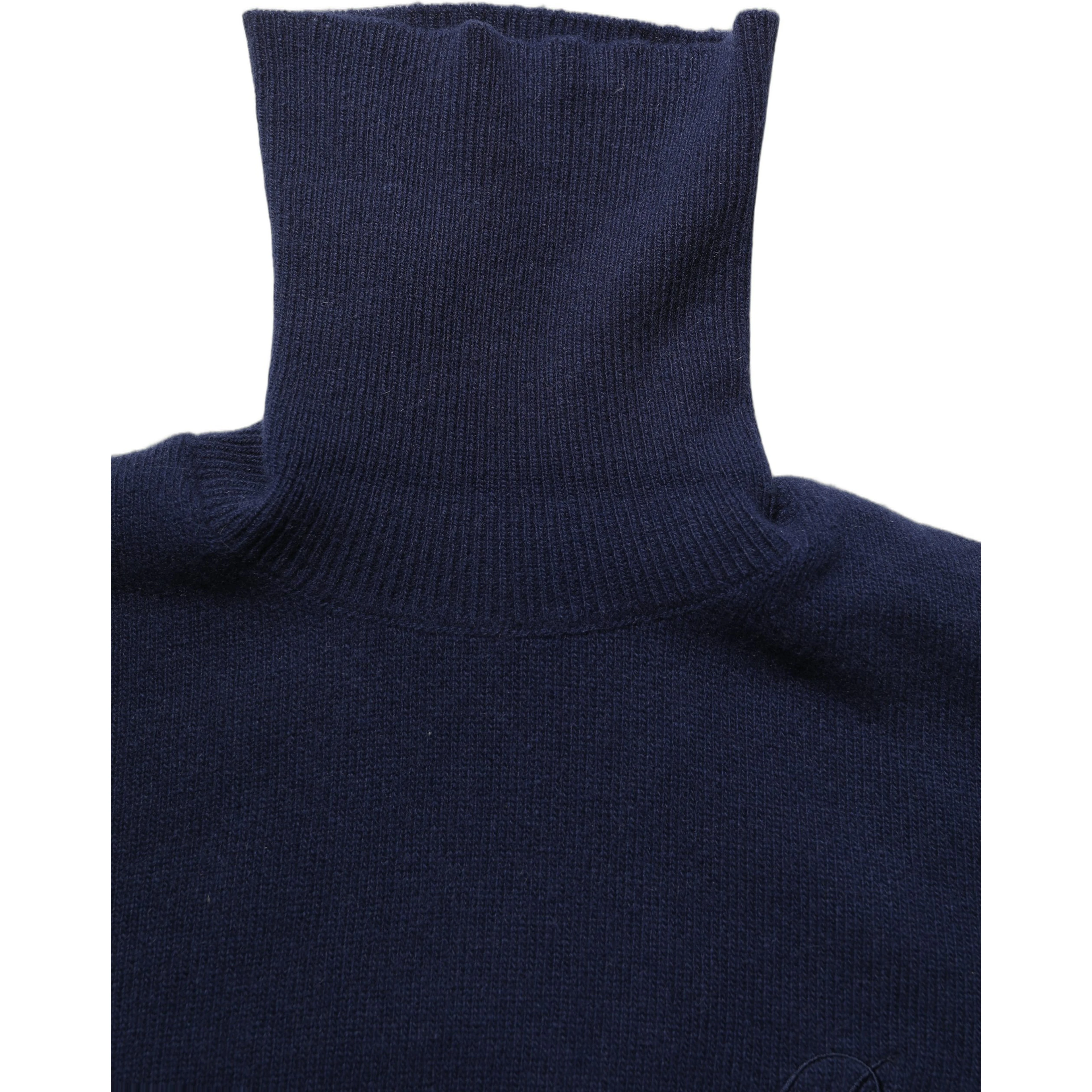 Blue Wool Knit Turtleneck Pullover Sweater