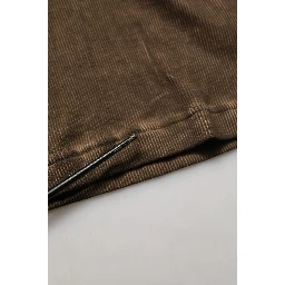 Brown Cotton Buttoned Henley Pullover Sweater