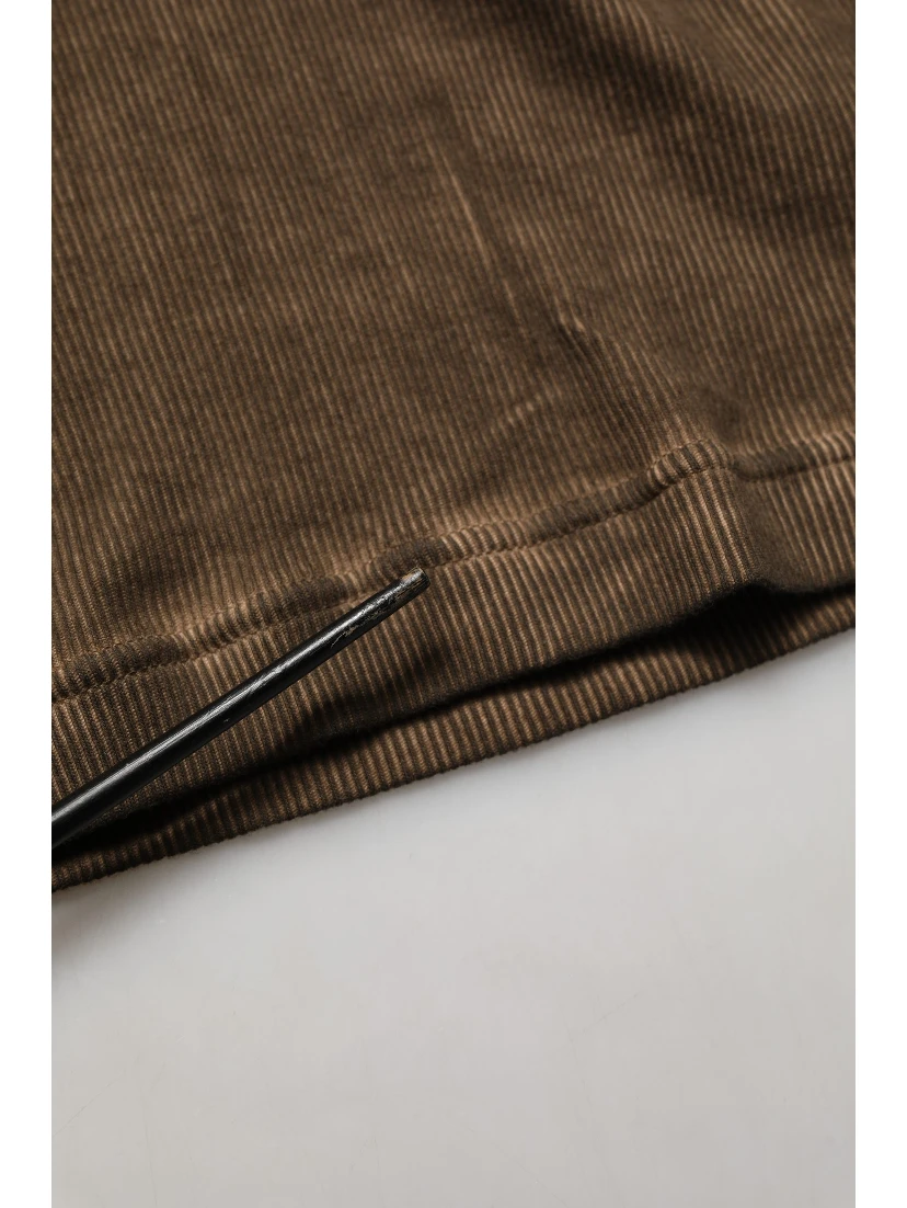Brown Cotton Buttoned Henley Pullover Sweater