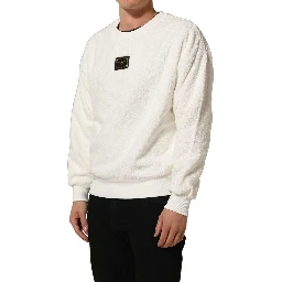 White LogoPlaque CrewNeck Sweatshirt Sweater