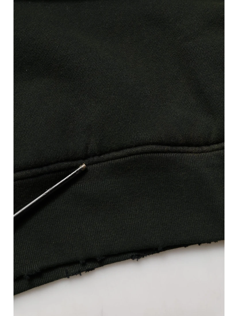 Black Cotton Crew Neck Men Sweatshirt Sweater