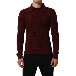 Burgundy Wool Button Down Cardigan Sweater
