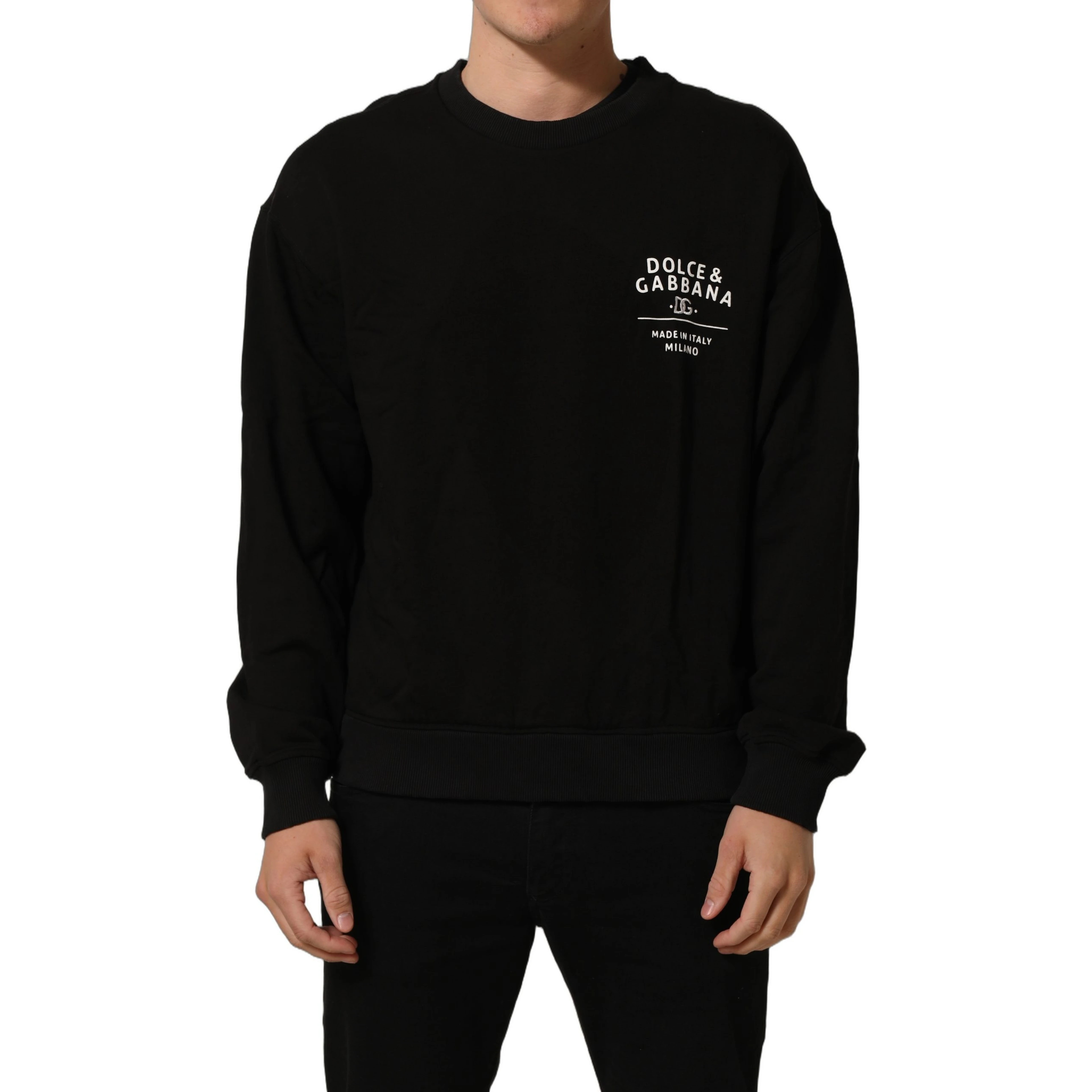 Black Cotton Logo Print Sweatshirt Sweater
