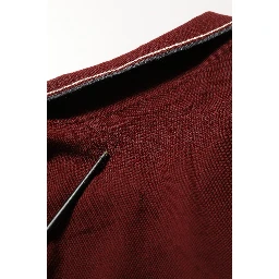 Burgundy Wool Knit Henley Pullover Sweater