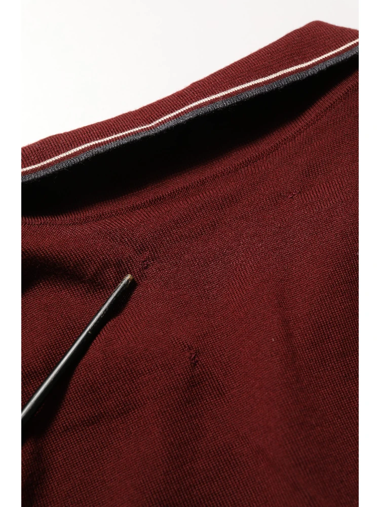 Burgundy Wool Knit Henley Pullover Sweater alternative