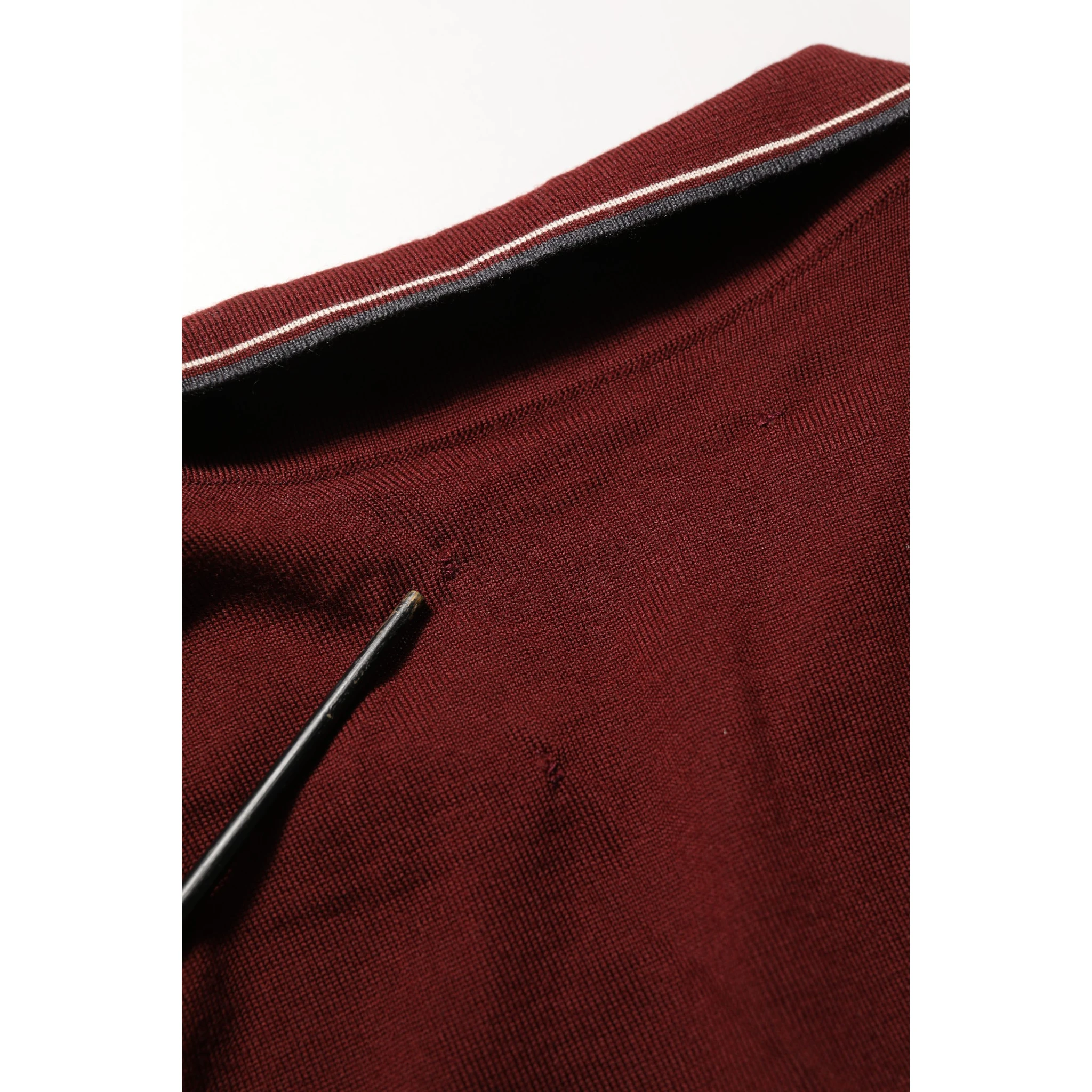 Burgundy Wool Knit Henley Pullover Sweater