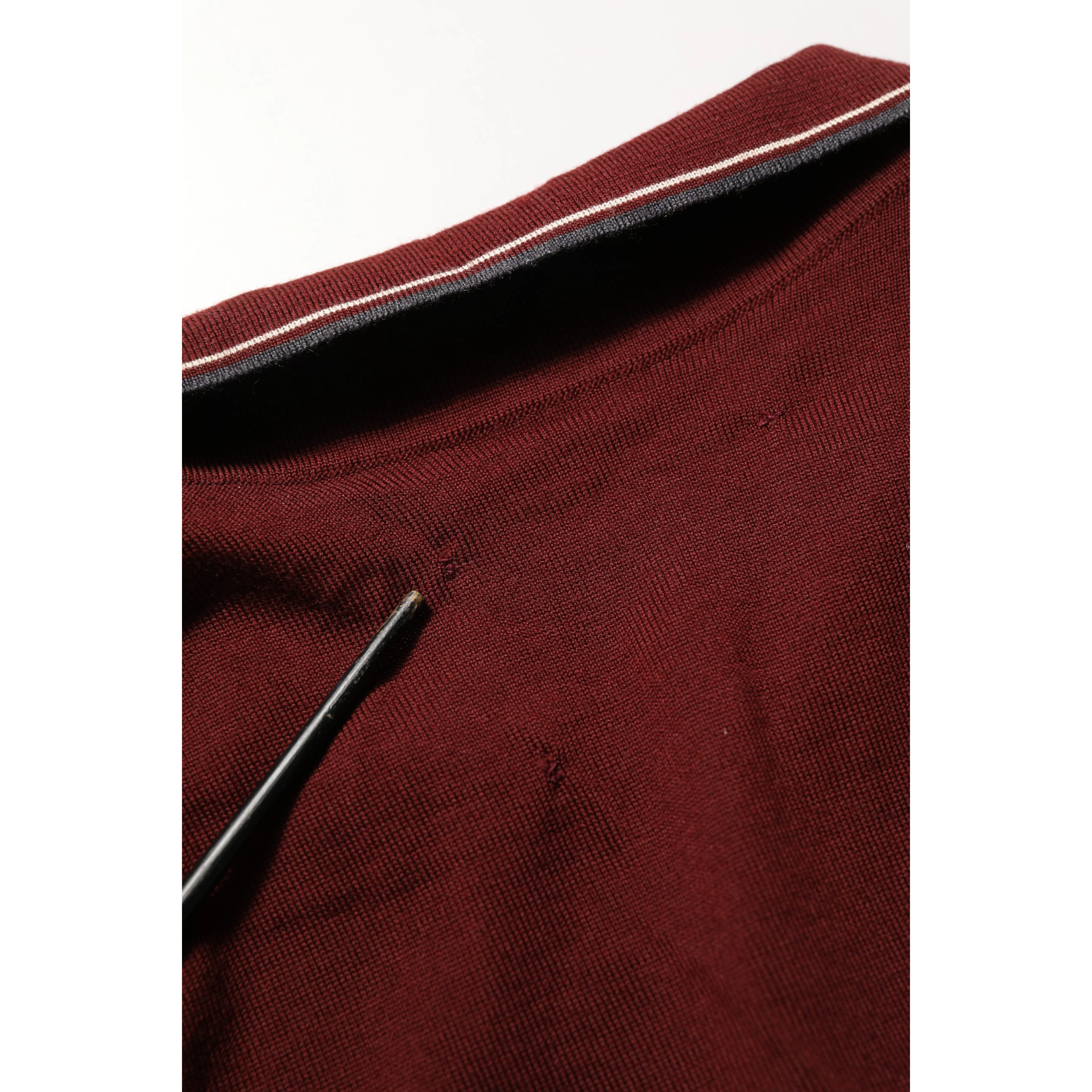 Burgundy Wool Knit Henley Pullover Sweater