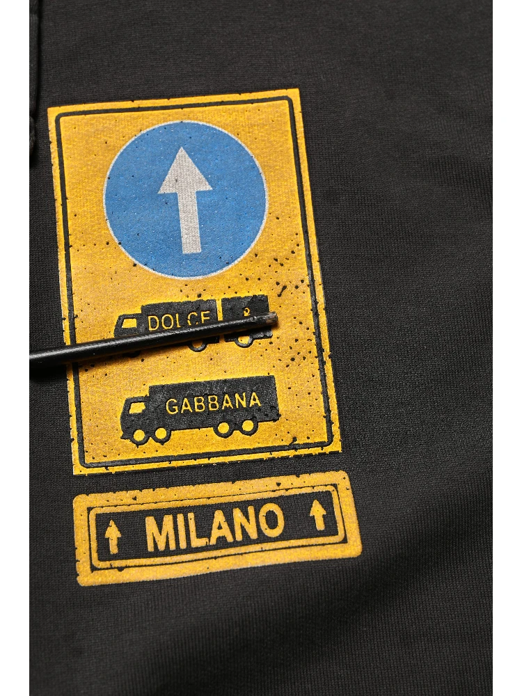 Black Cotton Logo Hooded Oversize Sweater