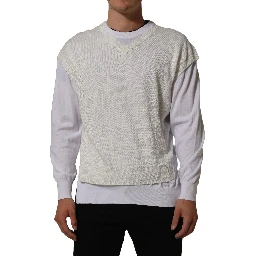 White Flax CrewNeck Layered Pullover Sweater