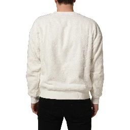 White LogoPlaque CrewNeck Sweatshirt Sweater
