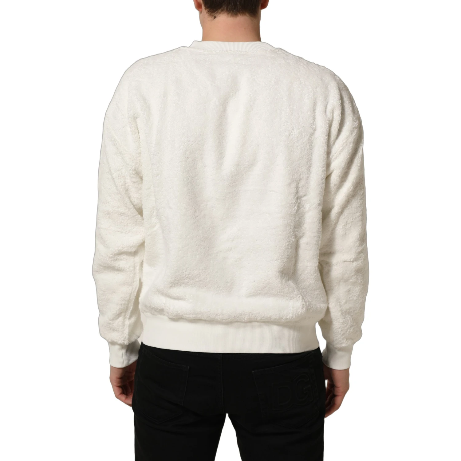 White LogoPlaque CrewNeck Sweatshirt Sweater