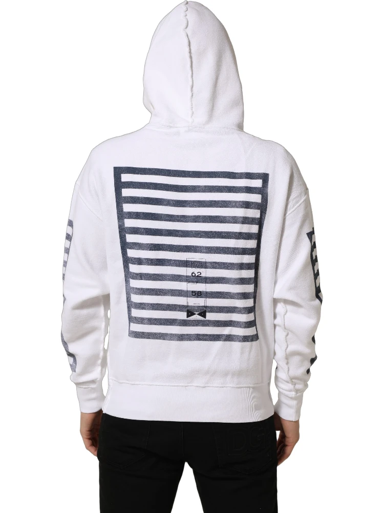 White Blue Stripe Hooded Sweatshirt Sweater