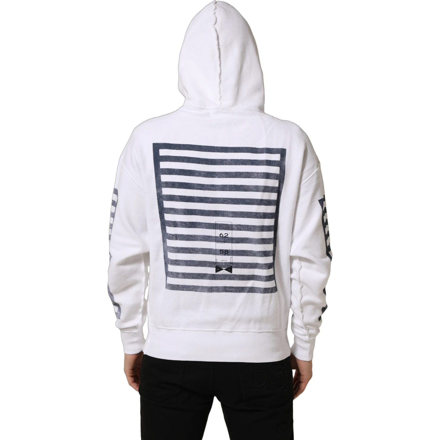 White Blue Stripe Hooded Sweatshirt Sweater