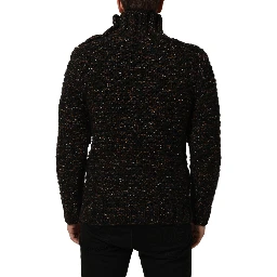 Brown Wool Knit Turtleneck Pullover Sweater