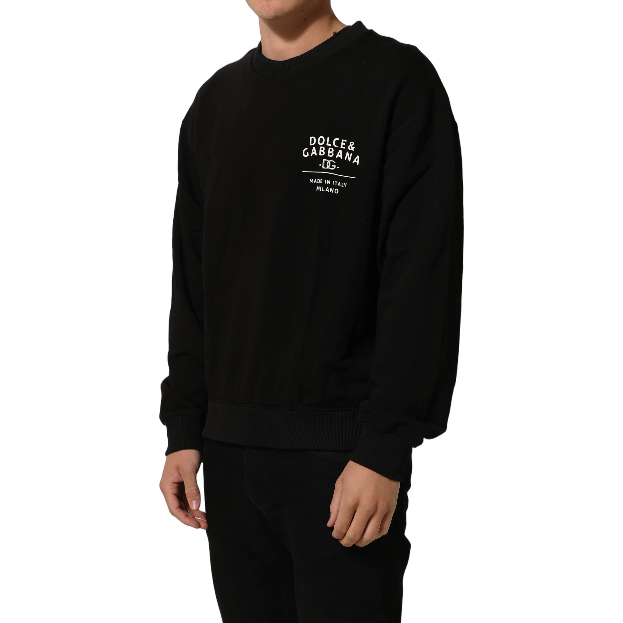 Black Cotton Logo Print Sweatshirt Sweater
