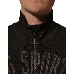 Brown Logo Print Full Zip Sweatshirt Sweater