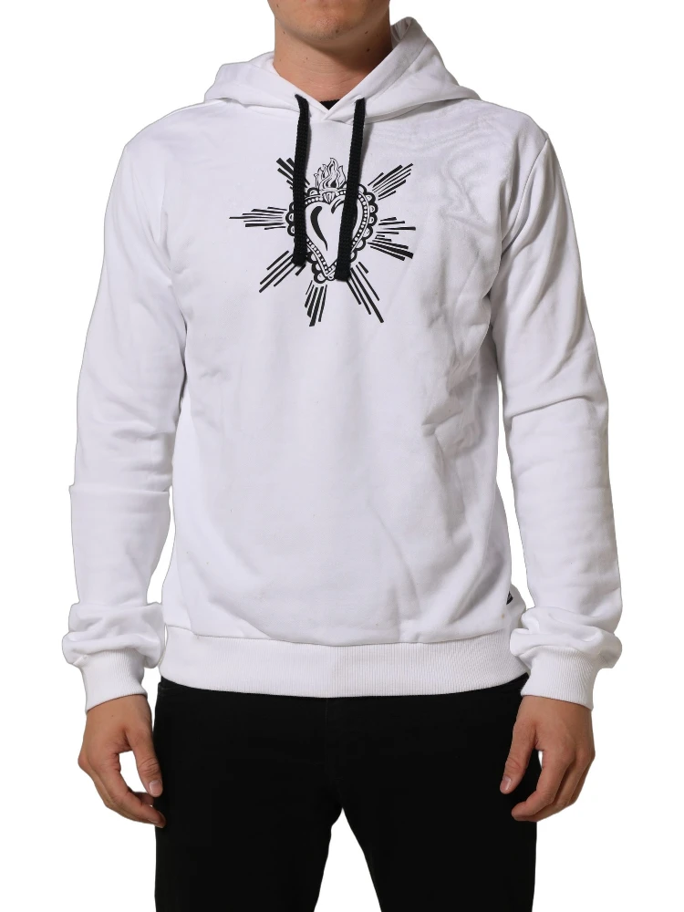 White Sacred Heart Hooded Sweatshirt Sweater