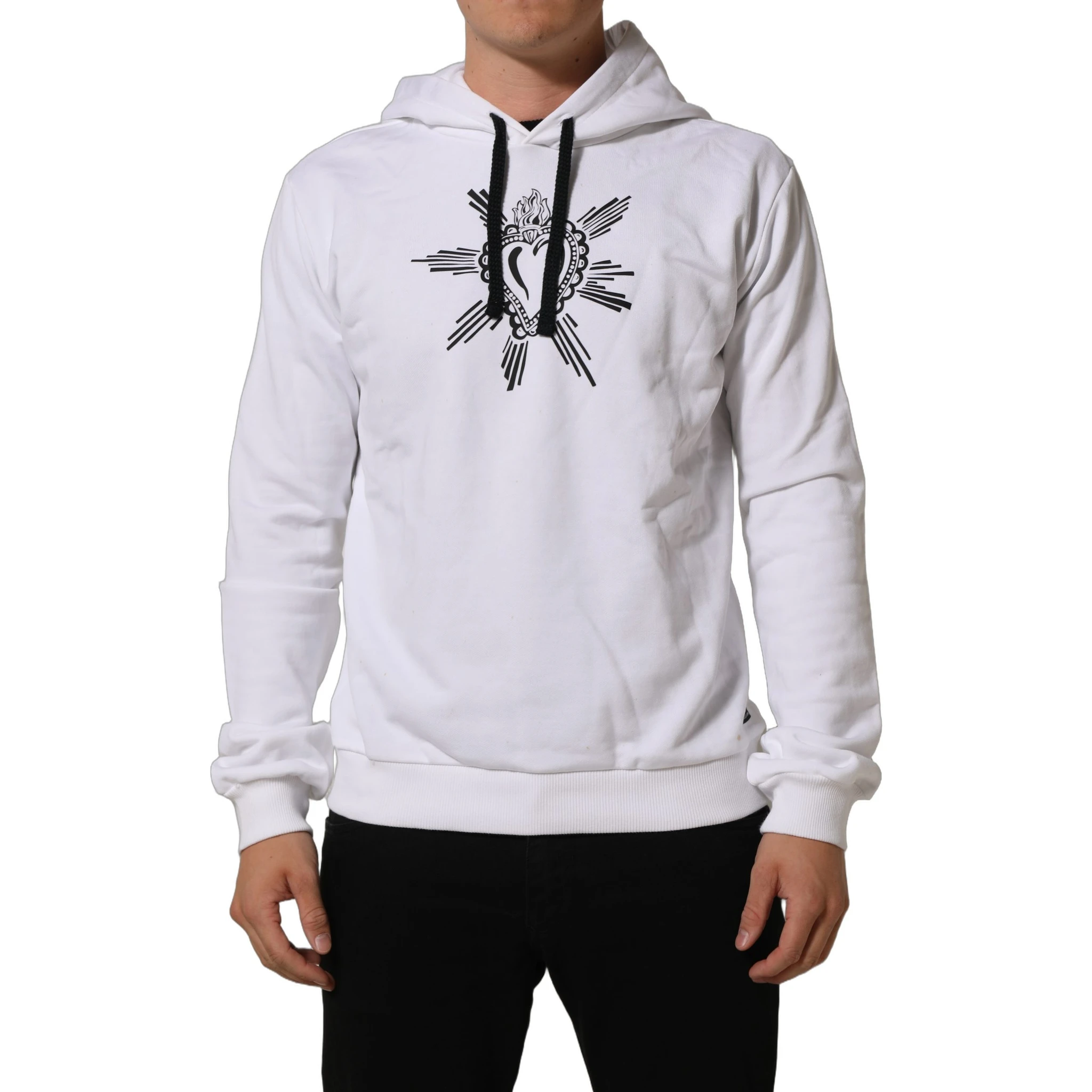 White Sacred Heart Hooded Sweatshirt Sweater